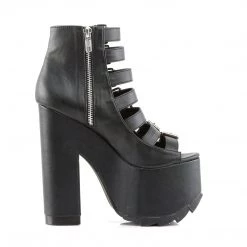 Demonia 6.5" Heel Black Vegan Leather 3" Platform Ankle Boots* Shoes 9 Demonia 6.5