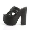 Demonia 6.5" Heel Black Vegan Leather 3" Platform Sandals* Shoes