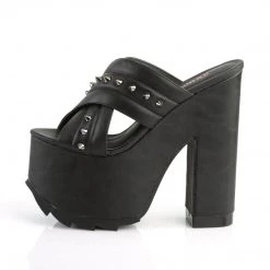 Demonia 6.5" Heel Black Vegan Leather 3" Platform Sandals* Shoes