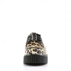 Demonia Tan Leopard Print Faux Fur 2" Platform Creepers* Shoes 7 Demonia Tan Leopard Print Faux Fur 2