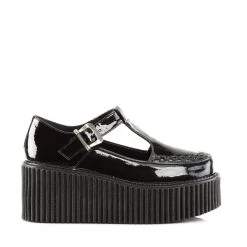 Demonia Black Patent Leather 3" Platform Creepers* Shoes 9 Demonia Black Patent Leather 3