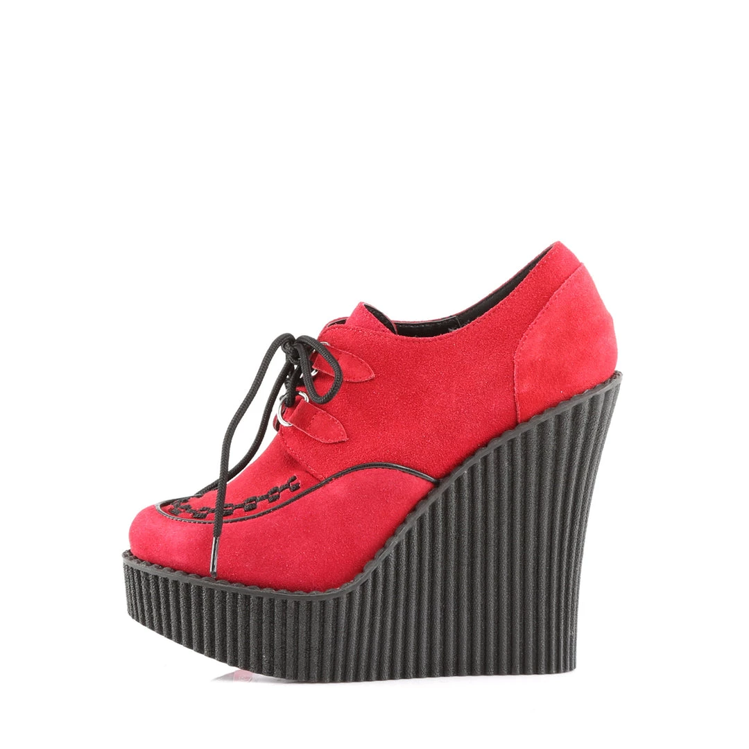 Demonia Red Vegan Suede 5.3" Platform Creepers* Shoes 3 Demonia Red Vegan Suede 5.3" Platform Creepers* Shoes