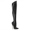 Devious Shoes 6 1/4" Solid Brass Heel Back Lace-Up Thigh High Boot*