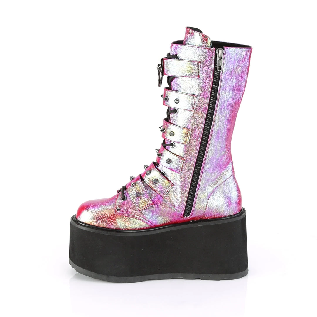 Demonia Pink/Green Vegan Leather 3.5" Platform Boots* Shoes 4 Demonia Pink/Green Vegan Leather 3.5" Platform Boots* Shoes