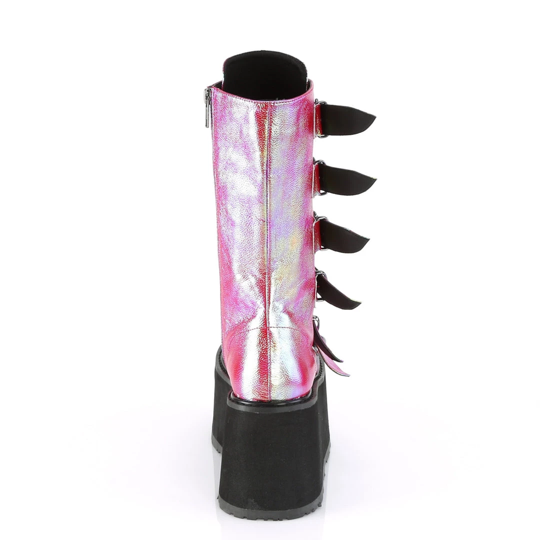 Demonia Pink/Green Vegan Leather 3.5" Platform Boots* Shoes 6 Demonia Pink/Green Vegan Leather 3.5" Platform Boots* Shoes