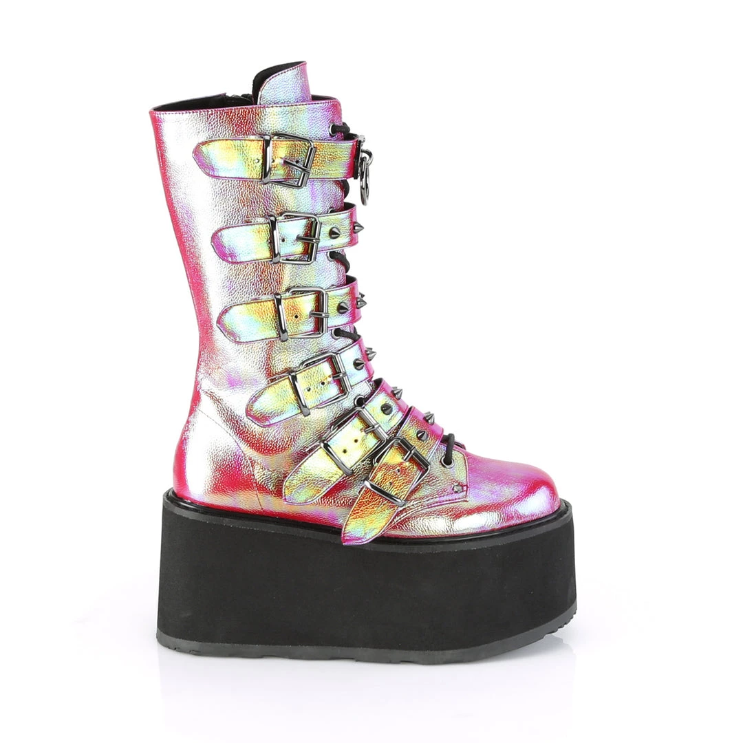 Demonia Pink/Green Vegan Leather 3.5" Platform Boots* Shoes 3 Demonia Pink/Green Vegan Leather 3.5" Platform Boots* Shoes
