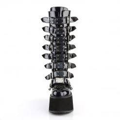 Demonia Shoes Black Vegan Leather 3.5" Platform Knee High Boots* 7 Demonia Shoes Black Vegan Leather 3.5