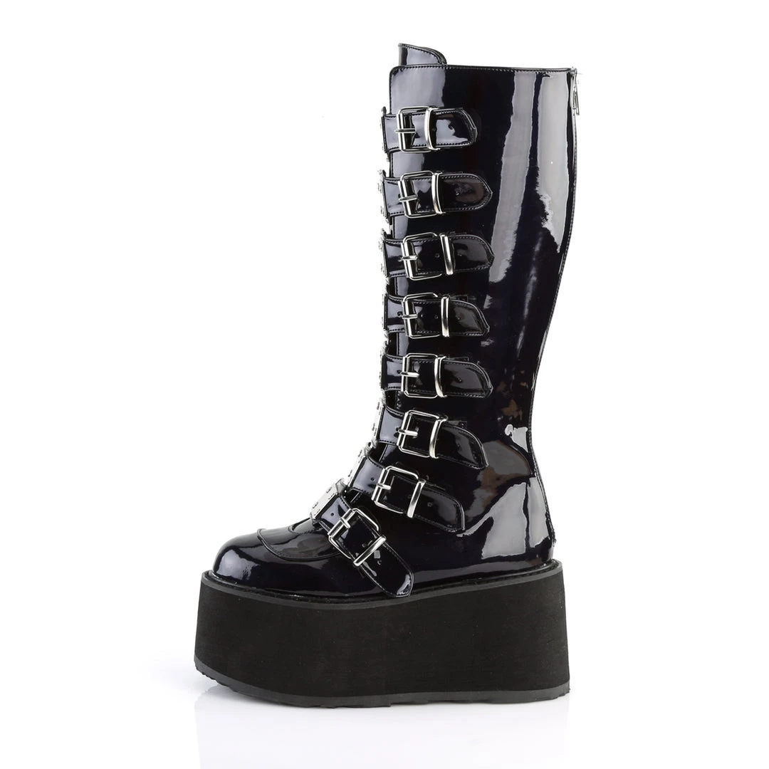 Demonia Shoes Black Vegan Leather 3.5" Platform Knee High Boots* 5 Demonia Shoes Black Vegan Leather 3.5" Platform Knee High Boots*