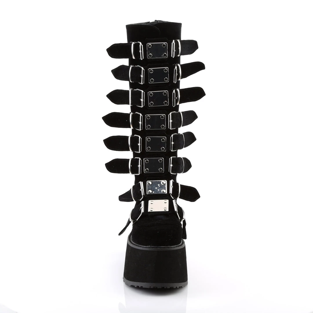 Demonia Shoes Black Velvet 3.5" Platform Mid-Calf Boots* 4 Demonia Shoes Black Velvet 3.5" Platform Mid-Calf Boots*