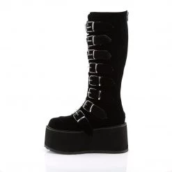 Demonia Shoes Black Velvet 3.5" Platform Mid-Calf Boots* 8 Demonia Shoes Black Velvet 3.5