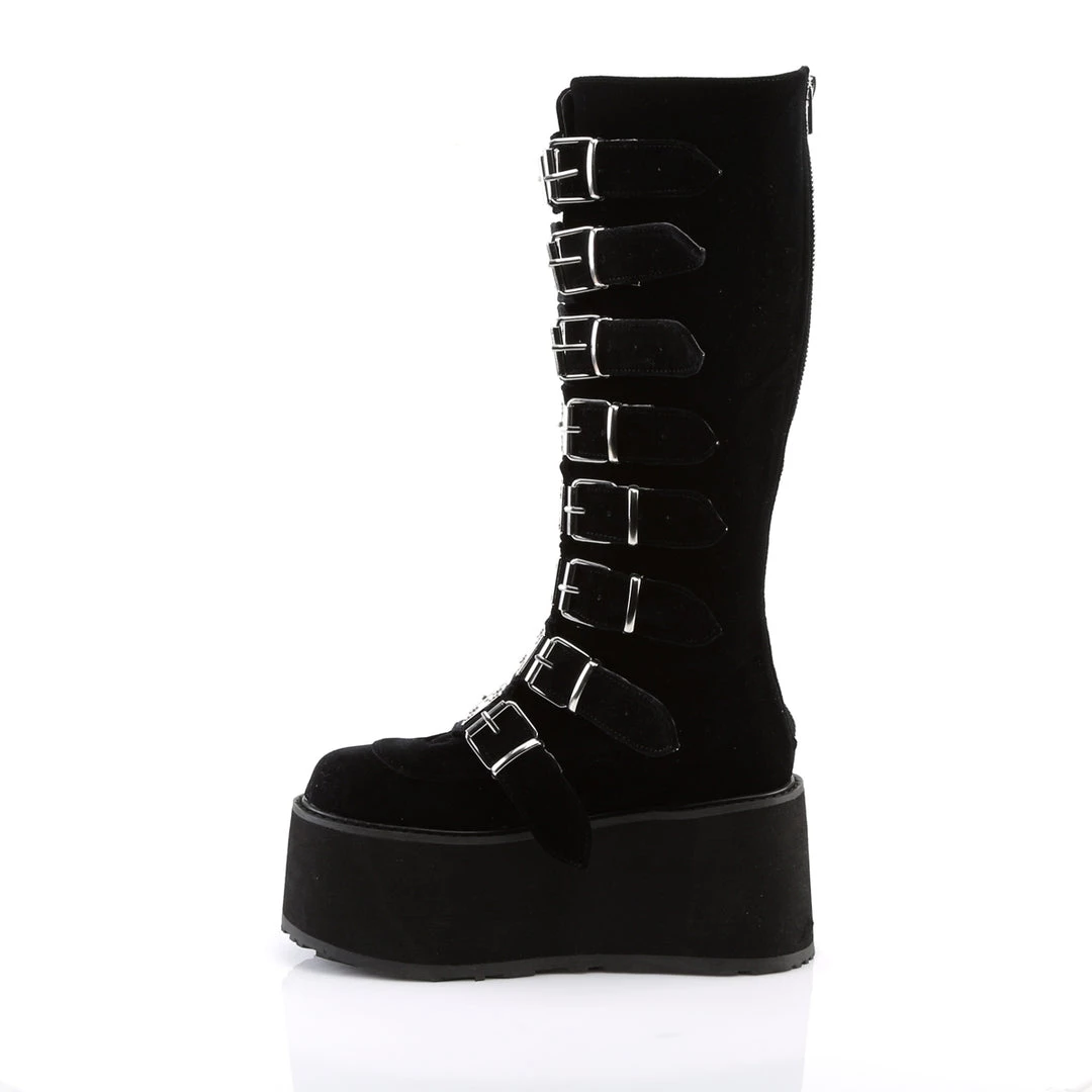 Demonia Shoes Black Velvet 3.5" Platform Mid-Calf Boots* 5 Demonia Shoes Black Velvet 3.5" Platform Mid-Calf Boots*