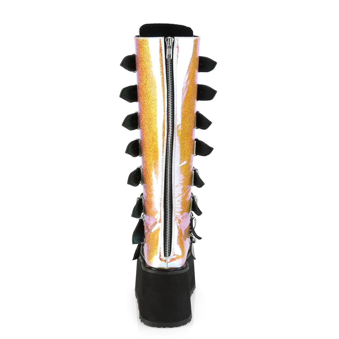 Demonia Pink Glitter Vegan Leather 3.5" Platform Boots* Shoes 5 Demonia Pink Glitter Vegan Leather 3.5" Platform Boots* Shoes