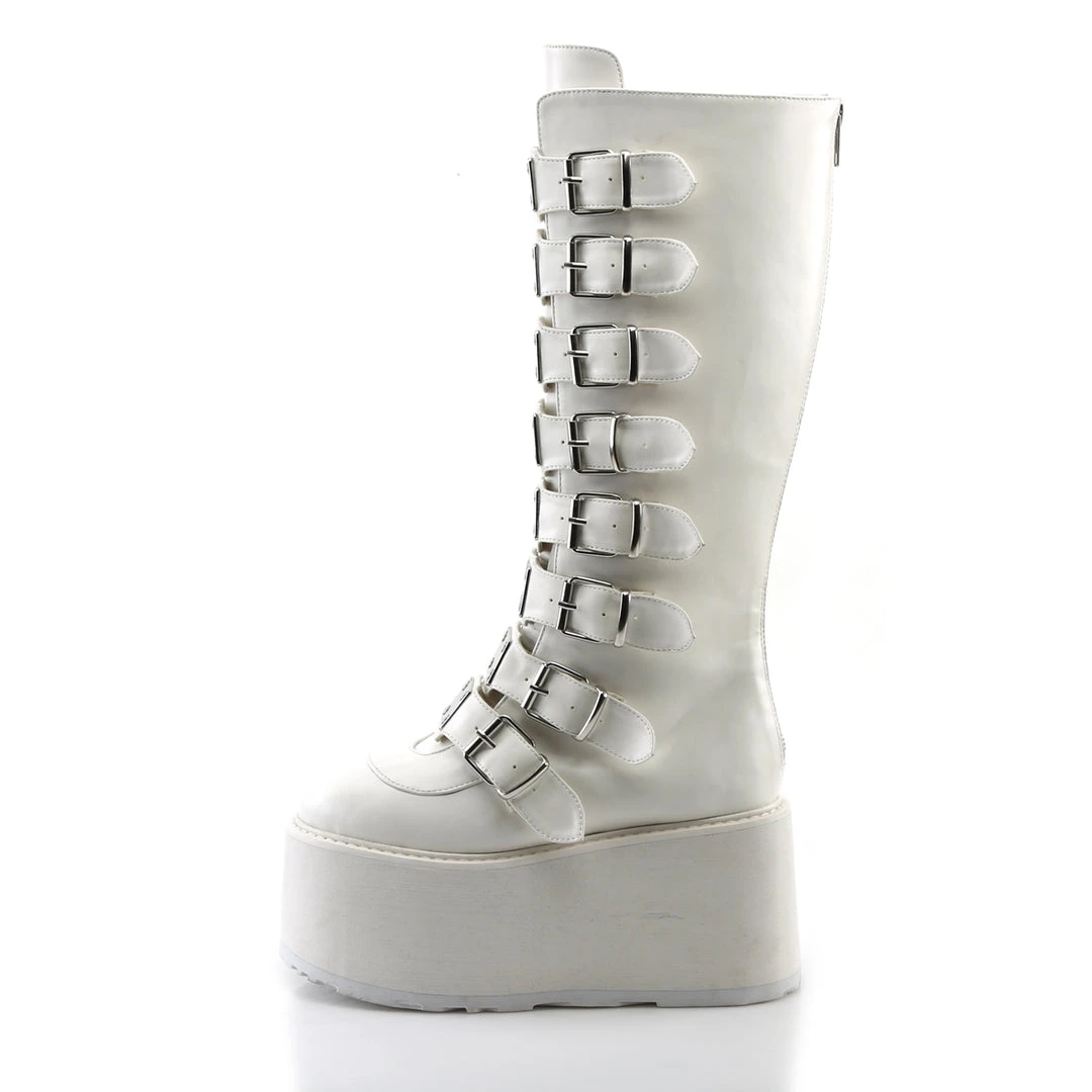 Demonia Shoes White Vegan Leather 3.5" Platform Mid-Calf Boots* 4 Demonia Shoes White Vegan Leather 3.5" Platform Mid-Calf Boots*