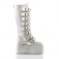 Demonia Shoes White Vegan Leather 3.5" Platform Mid-Calf Boots* 9 Demonia Shoes White Vegan Leather 3.5