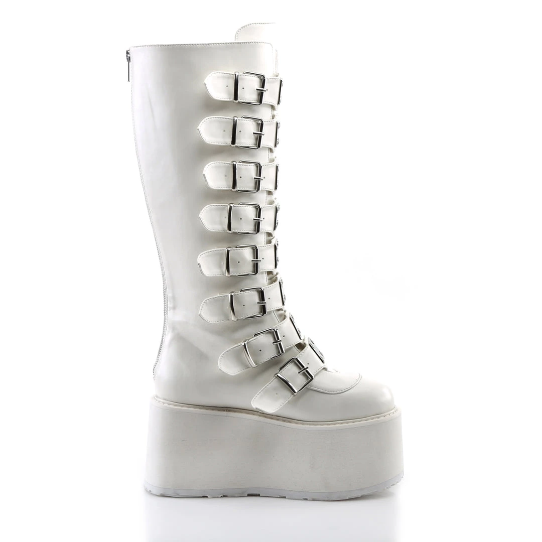Demonia Shoes White Vegan Leather 3.5" Platform Mid-Calf Boots* 6 Demonia Shoes White Vegan Leather 3.5" Platform Mid-Calf Boots*
