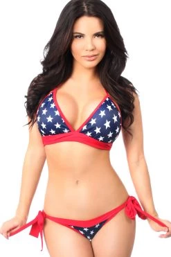 Daisy Corsets Patriotic Stars Halter Scrunch Bikini*