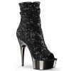 Pleaser Shoes 6" Heel Black Sequin Peep Toe Ankle Boot*