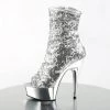 Pleaser 6" Heel Silver Sequin Peep Toe Ankle Boot* Shoes