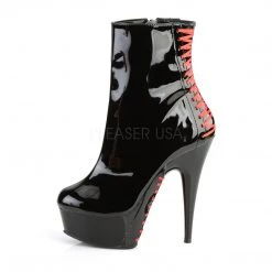 Pleaser Shoes 6" Heel Black/Red Ankle Boot*