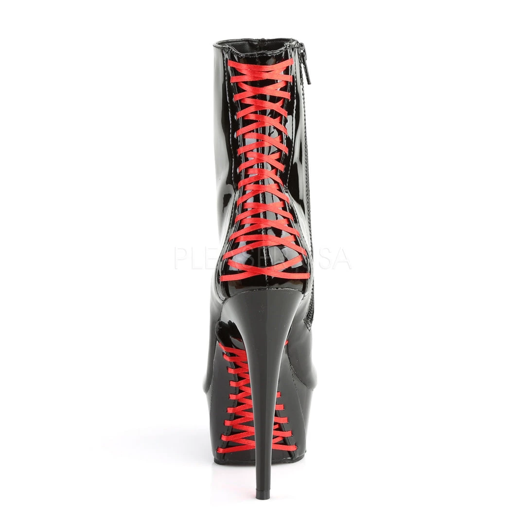 Pleaser Shoes 6" Heel Black/Red Ankle Boot* 5 Pleaser Shoes 6" Heel Black/Red Ankle Boot*