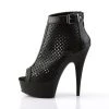 Pleaser Shoes 6" Heel Black Peep Toe Faux Leather Bootie*