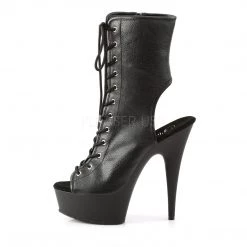 Pleaser Shoes 6" Heel Black Lace-Up Faux Leather Booties*