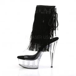 Pleaser 6" Heel Clear/Black Open Toe/Heel Ankle Booties* 7 Pleaser 6