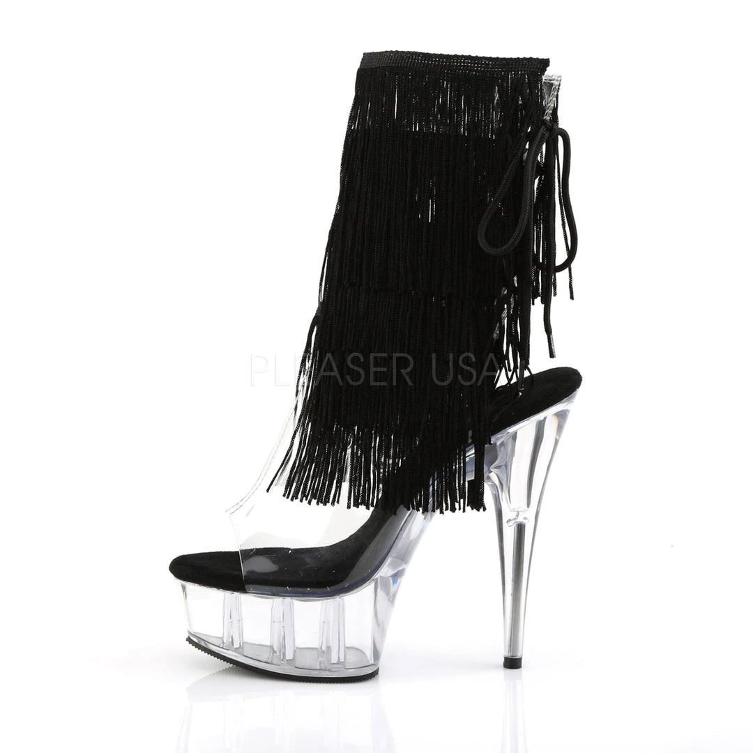 Pleaser 6" Heel Clear/Black Open Toe/Heel Ankle Booties* 4 Pleaser 6" Heel Clear/Black Open Toe/Heel Ankle Booties*