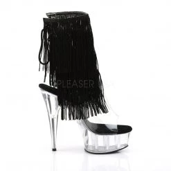 Pleaser 6" Heel Clear/Black Open Toe/Heel Ankle Booties* 9 Pleaser 6
