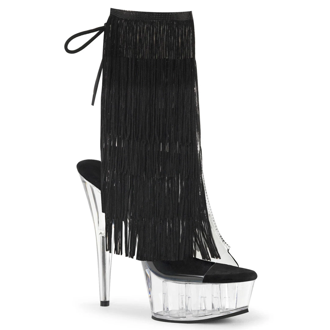 Pleaser 6" Heel Clear/Black Open Toe/Heel Ankle Booties* 3 Pleaser 6" Heel Clear/Black Open Toe/Heel Ankle Booties*