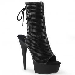 Pleaser 6" Heel Black Open Toe Faux Leather Ankle Boot* Shoes