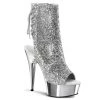Pleaser Shoes 6" Heel Silver Open Toe/Heel Ankle Booties*