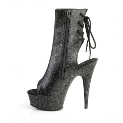 Pleaser 6" Heel Black Faux Leather Ankle Booties* Shoes