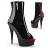 Pleaser 6" Heel Black/Red Peep Toe Ankle Boot*