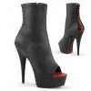 Pleaser 6" Heel Black/Red Peep Toe Faux Leather Booties*