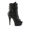 Pleaser 6" Heel Black Peep Toe Lace-Up Faux Leather Booties*