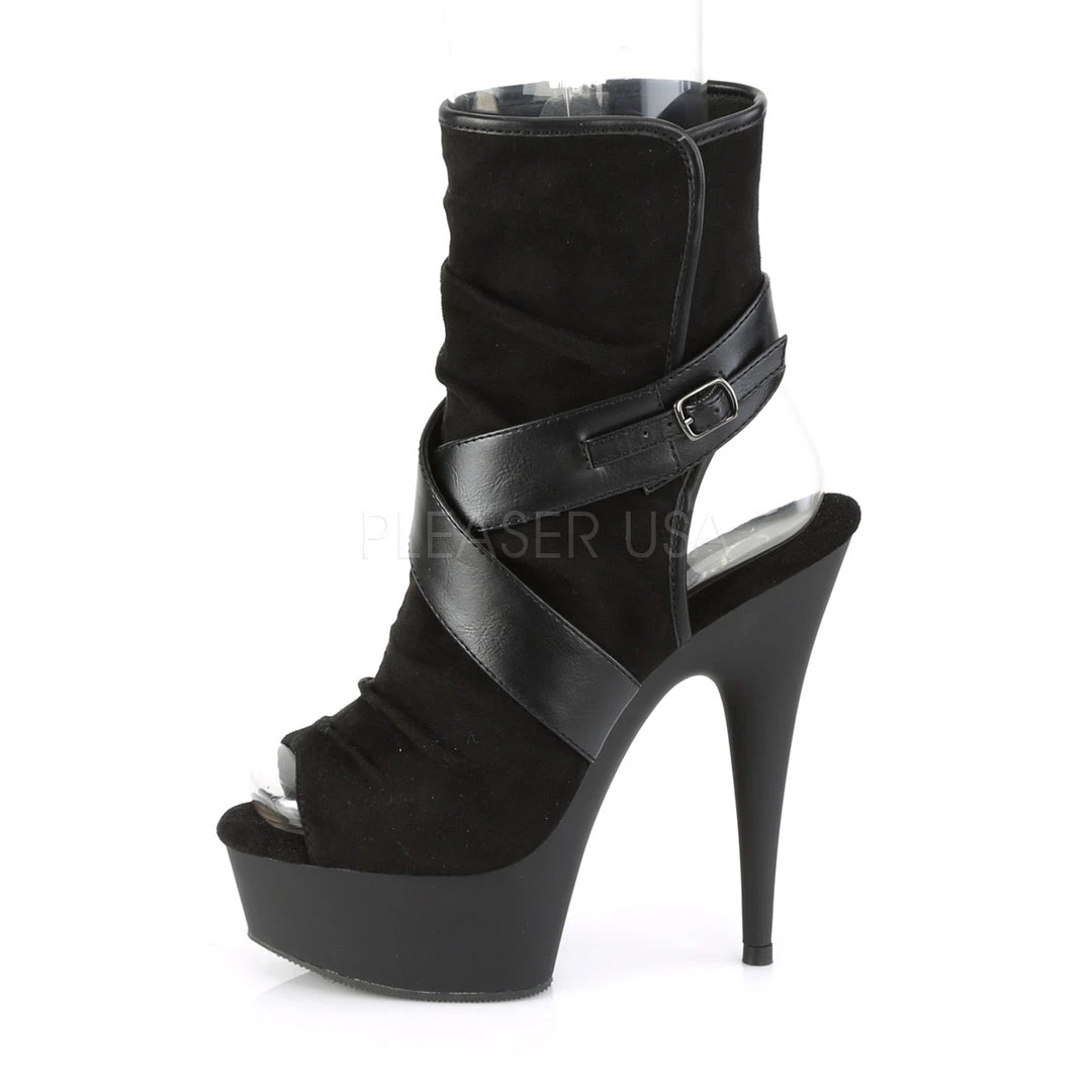 Pleaser 6" Heel Black Faux Leather Platform Booties* 4 Pleaser 6" Heel Black Faux Leather Platform Booties*