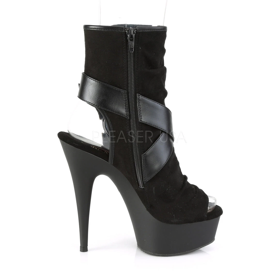 Pleaser 6" Heel Black Faux Leather Platform Booties* 6 Pleaser 6" Heel Black Faux Leather Platform Booties*