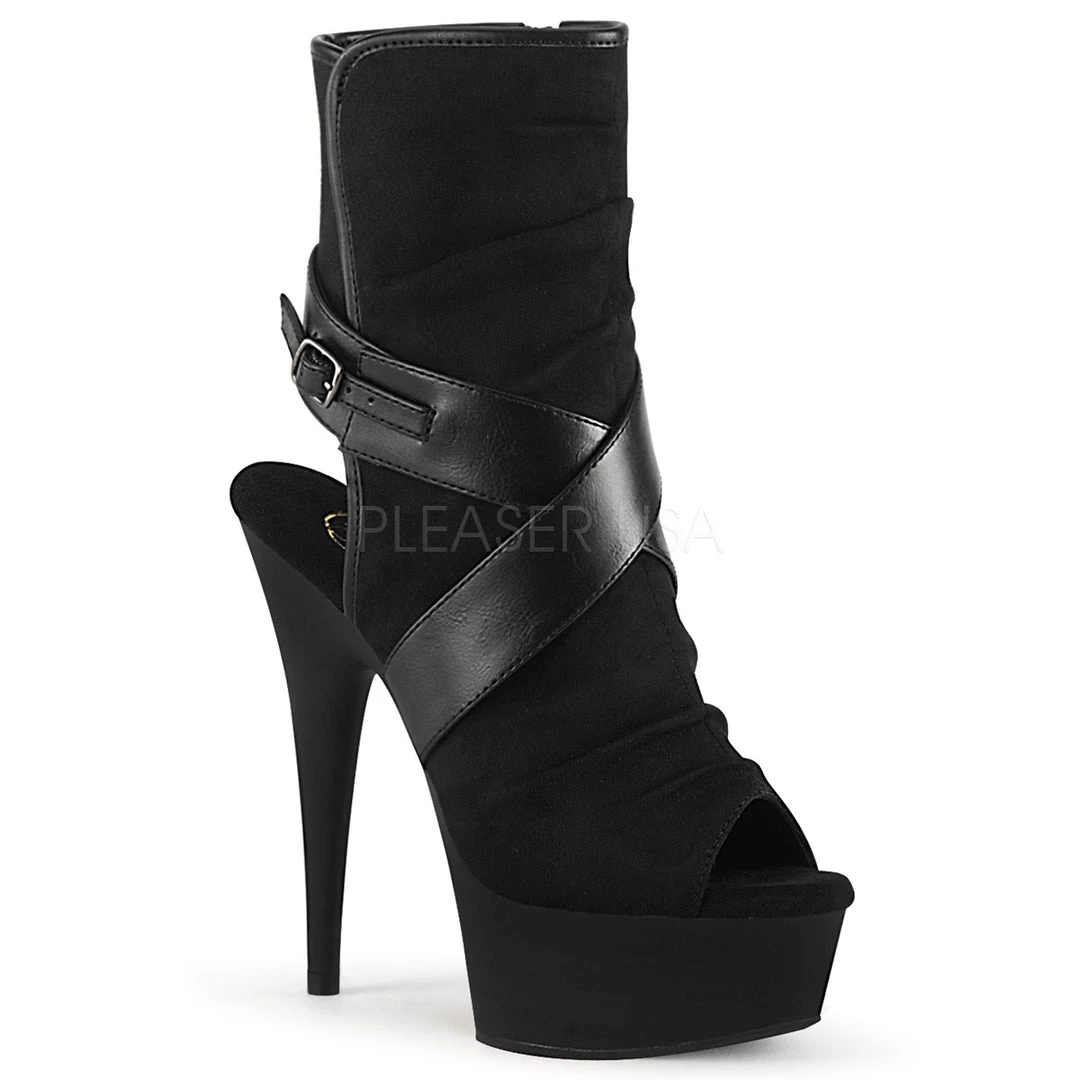 Pleaser 6" Heel Black Faux Leather Platform Booties* 3 Pleaser 6" Heel Black Faux Leather Platform Booties*