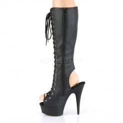 Pleaser Shoes 6" Heel Lace-Up Black Faux Leather Knee Boots*