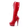 Pleaser 6" Heel Lace-Up Red Knee High Boots*
