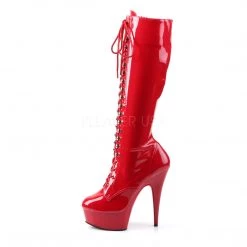 Pleaser 6" Heel Lace-Up Red Knee High Boots*