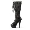 Pleaser 6" Heel Lace-Up Black Faux Leather Knee High Boots* Shoes 2 Pleaser 6" Heel Lace-Up Black Faux Leather Knee High Boots* Shoes