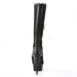 Pleaser 6" Heel Lace-Up Black Faux Leather Knee High Boots* Shoes