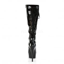 Pleaser Shoes 6" Heel Lace-Up Black Knee High Boots W/ 1.8" Platform*
