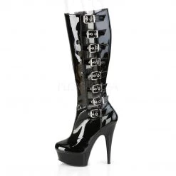 Pleaser 6" Heel Buckle Black Over The Knee Boots*
