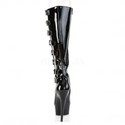 Pleaser 6" Heel Buckle Black Over The Knee Boots*