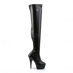 Pleaser 6" Heel Platform Black Thigh High Boots* Shoes 9 Pleaser 6