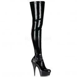 Pleaser 6" Black Platform Thigh High Boots*