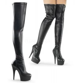 Pleaser 6" Heel Platform Black Thigh High Boots* Shoes 8 Pleaser 6